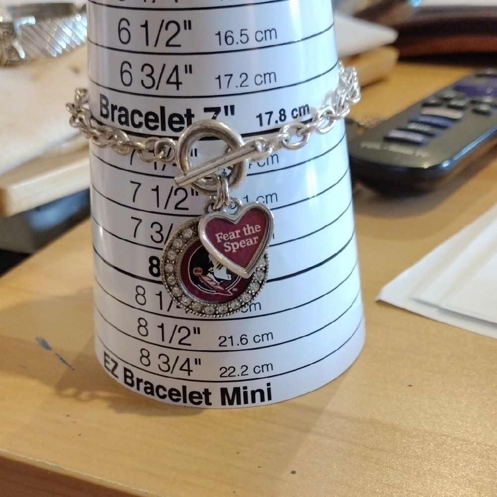 Silver Charm Bracelet with Heart Pendant